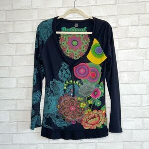 🌺 DESIQUAL 🌺 colorful cotton long sleeved shirt size L large nwot